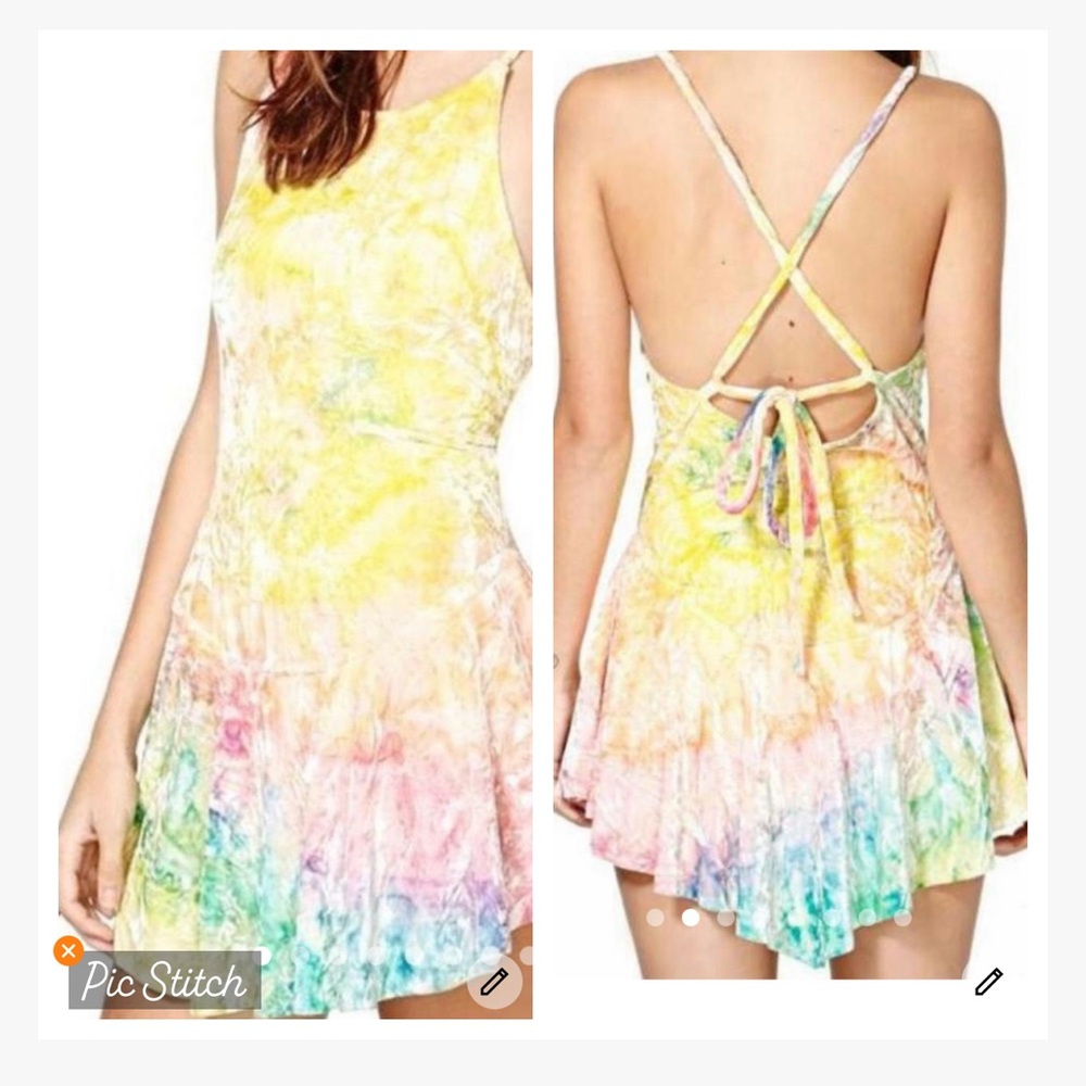 Unif Rink Dress Velvet Tie Die Mini Dress
